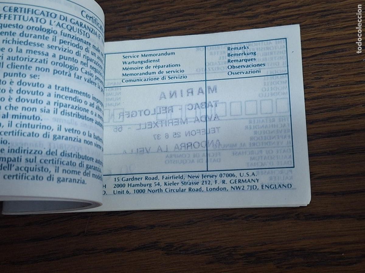Recambios de relojes: Certificado de garant&iacute;a Casio 305 . - Foto 5