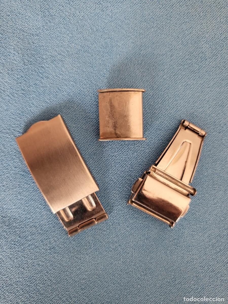 Pi&egrave;ces de rechange de montres et horloges: 34-LOTE 3 CIERRES CADENA ACERO INOX