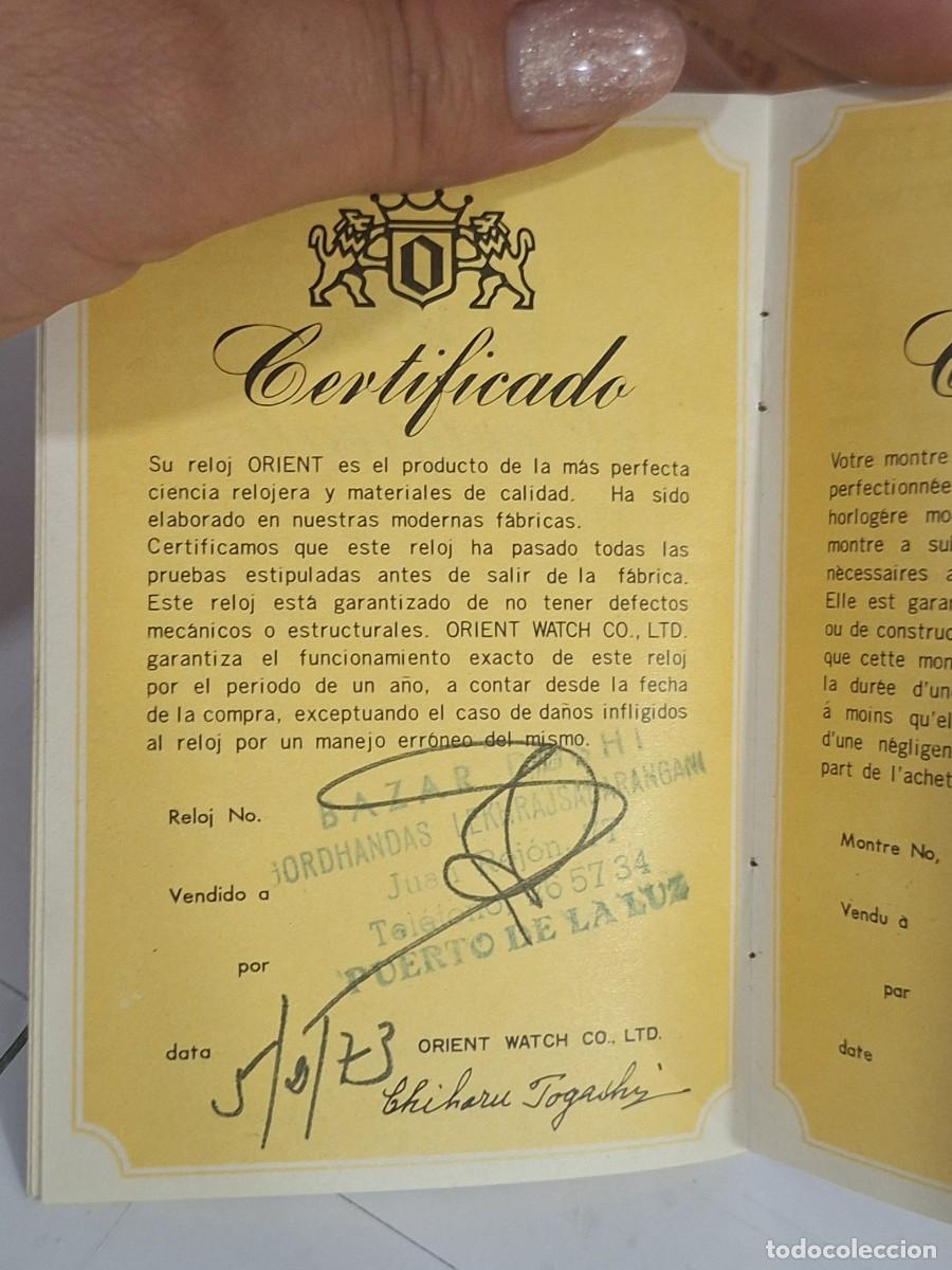 Recambios de relojes: Certificado de garant&iacute;a orient - Foto 5