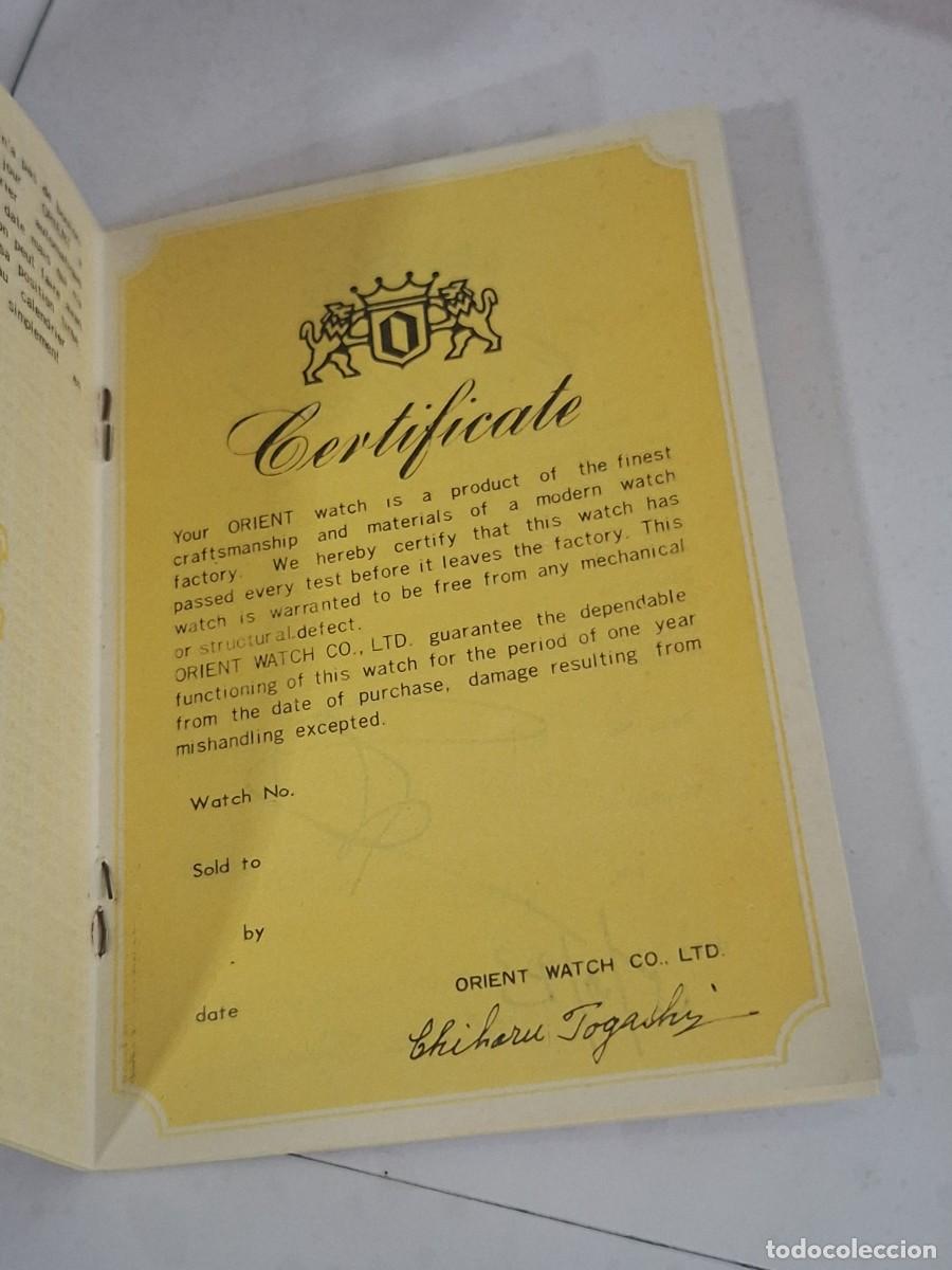 Recambios de relojes: Certificado de garant&iacute;a orient - Foto 6