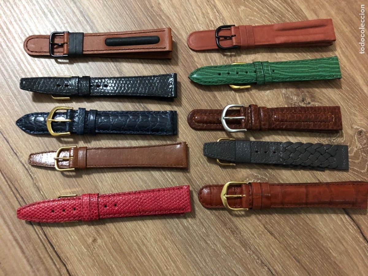 Ricambi di orologi: Lote 10 Correas de reloj de piel 18 mm