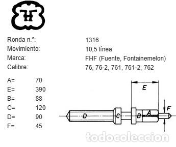 Ricambi di orologi: TIJA DE RELOJ FHF (Fuente, Fontainemelon) - CALIBRE:52, 82, 924 - MOVIMIENTO: 4,67 x 11 l&iacute;nea - X