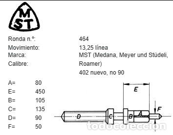 Ricambi di orologi: TIJA DE RELOJ MST (Medana, Meyer und St&uuml;de - CALIBRE: 402 nuevo, no 90 - MOVIMIENTO: 13,25 l&iacute;nea - X