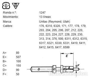 Ricambi di orologi: TIJA DE RELOJ Unitas (Reymond, UT) - CAL. 176, 6310, 6320, .... RONDA 1247 - Movimiento: 13 l&iacute;neas
