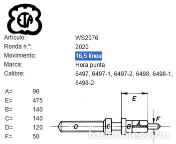 Ricambi di orologi: TIJA DE RELOJ AS (A. Schild, Assa) - CAL: 1203, 1204, 1207, 1208, 1263, 1266 - Movimiento: 12 l&iacute;neas
