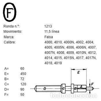 Pi&egrave;ces de rechange de montres et horloges: TIJA RELOJ FELSA - CALIBRE 4000, 4010, 4000N, 4002, 4004, 4005 &hellip;. - Movimiento: 11,5 l&iacute;neas - X