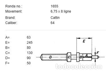 Recambios de relojes: TIJA RELOJ Cattin - CALIBRE 64 - Movimiento: 6,75 x 8 l&iacute;neas - X