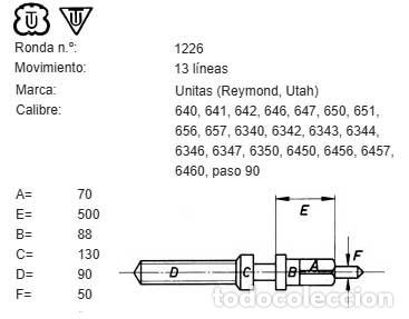 Ersatzteile f&uuml;r Uhren: TIJA DE RELOJ Unitas (Reymond, UT) - CALIBRE: 640, 641, 642, 646, 647, 650, 651, 656, 657, 6340.. X