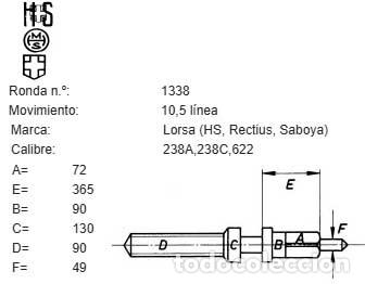 Pi&egrave;ces de rechange de montres et horloges: TIJA RELOJ Lorsa (HS, Rectius, Saboya) - CALIBRE 238A,238C,622 - Movimiento: 10,5 l&iacute;neas - X
