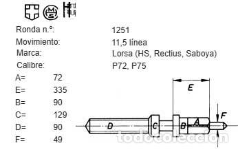 Spare Parts for Watches: TIJA RELOJ Lorsa (HS, Rectius, Saboya) - CALIBRE P72, P75, - Movimiento: 11,5 l&iacute;neas - X