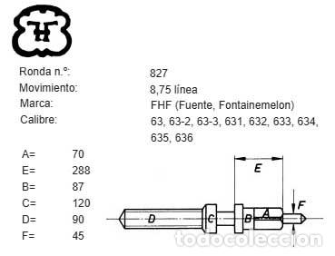 Pi&egrave;ces de rechange de montres et horloges: TIJA DE RELOJ FHF (Font, Fontainemelon) - CALIBRE 63, 63-2, 63-3, 631, 632, 633, 634, 635, 636 - X