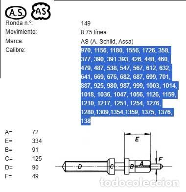 Pi&egrave;ces de rechange de montres et horloges: TIJA RELOJ AS - Cal: 970, 1156, 1180, 1556, 1726, 358, 377, 390, 391 393, 426, 448, 460, 479... - X