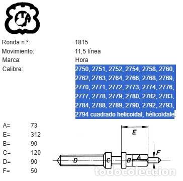 Ersatzteile f&uuml;r Uhren: TIJA DE RELOJ ETA - CAL.: 2750, 2751, 2752, 2754, 2758, 2760, 2762, 2763, 2764, 2766, 2768, 2769 - X