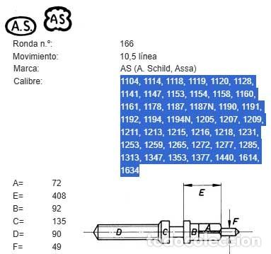 Ersatzteile f&uuml;r Uhren: TIJA DE RELOJ AS (A. Schild, Assa) - Cal: 1104, 1114, 1118, 1119, 1120, 1128, 1141, 1147, 1153, - X