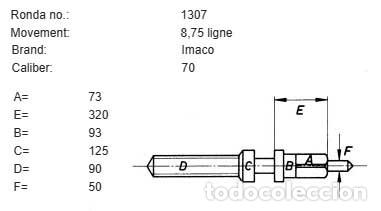 Pi&egrave;ces de rechange de montres et horloges: TIJA RELOJ Imaco - CALIBRE 70 - RONDA 1307 - X