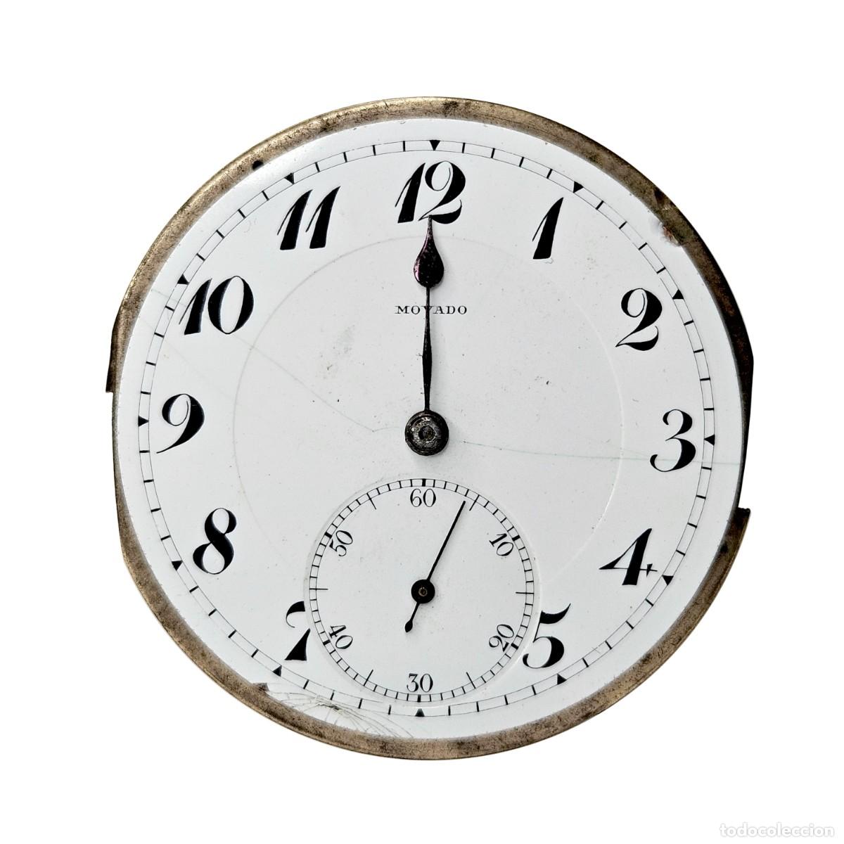 Recambios de relojes: MAQUINARIA RELOJ BOLSILLO ORO 3 TAPAS MOVADO-ESFERA PORCELANA-15 JEWELS-SWISS-PPIOS 1900-&Oslash; 42,60 MM