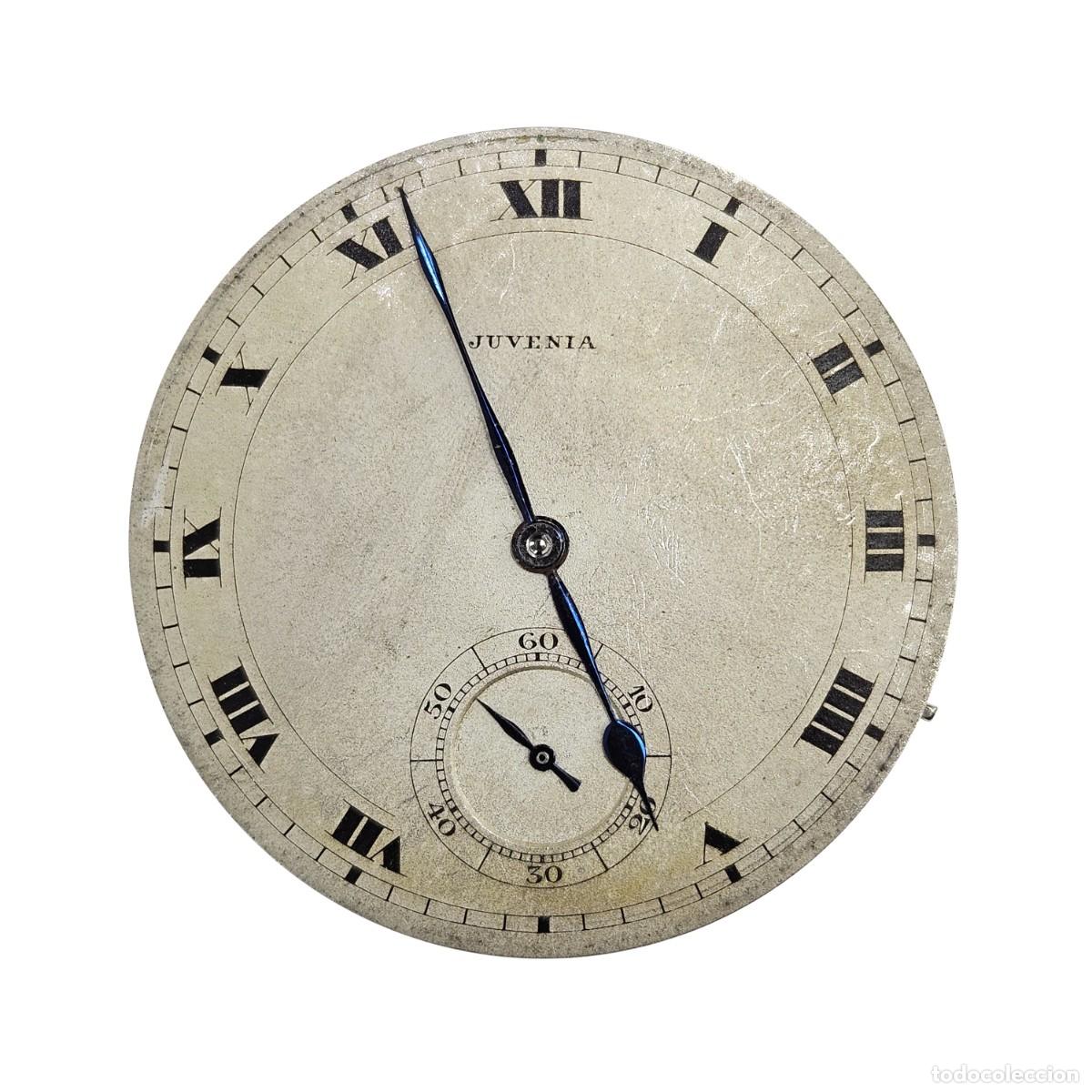 Pi&egrave;ces de rechange de montres et horloges: MAQUINARIA ANTIGUO RELOJ DE BOLSILLO-JUVENIA-CALIBRE-ESFERA-AGUJAS-DIAMETRO 41,50 MM-PRINCIPIOS 1900
