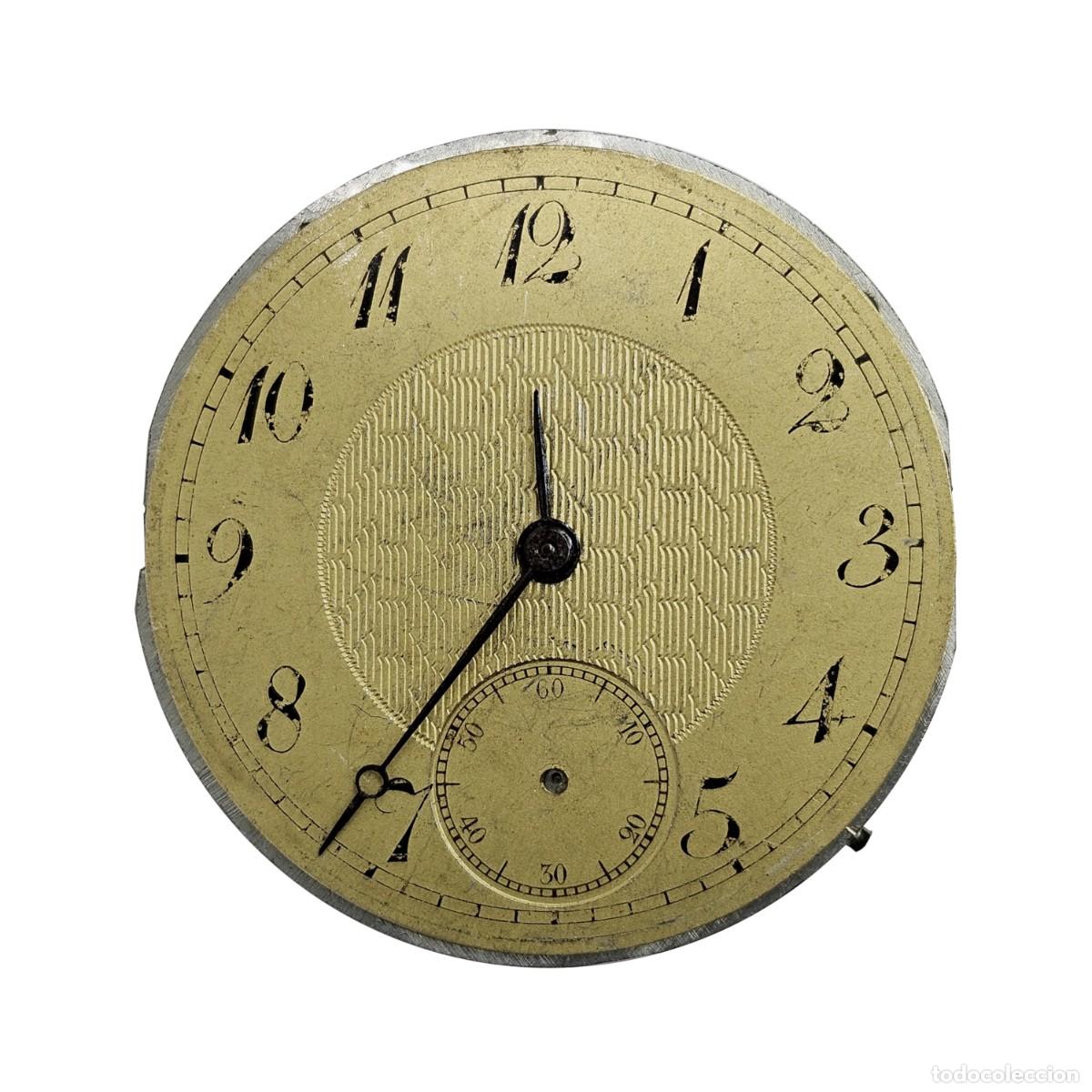 Pi&egrave;ces de rechange de montres et horloges: MAQUINARIA DE ANTIGUO RELOJ DE BOLSILLO-ESFERA DORADA-AGUJAS-DIAMETRO &Oslash; 41 MM-CALIBRE-PPIOS. 1900