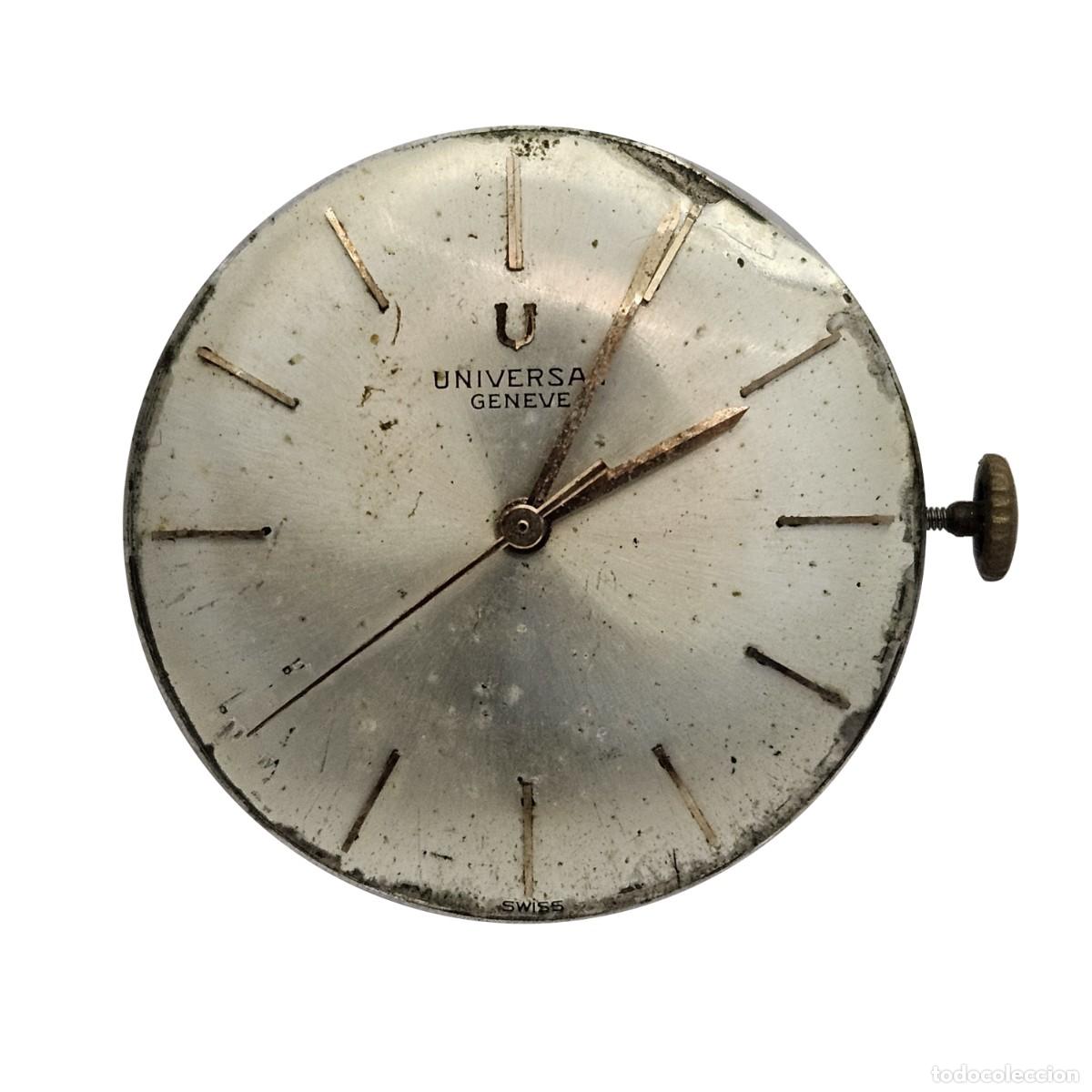 Recambios de relojes: MAQUINARIA RELOJ UNIVERSAL GENEVE 1107-CALIBRE-ESFERA-AGUJAS-TIJA-CORONA-17 JEWELS-A&Ntilde;OS 60-HOMBRE