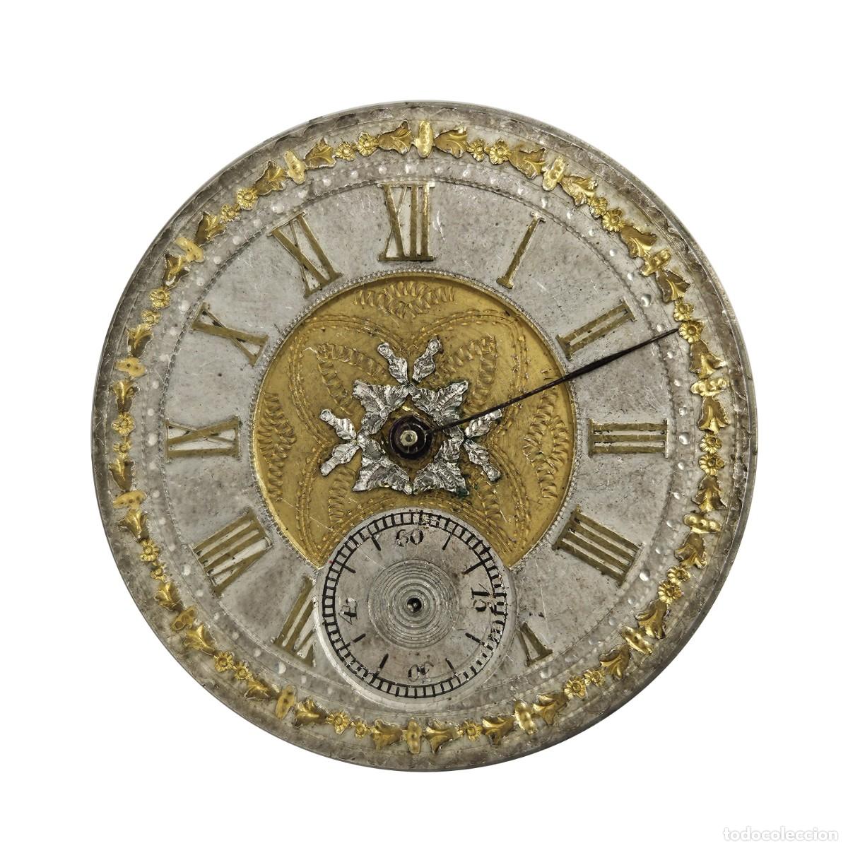 Ersatzteile f&uuml;r Uhren: MAQUINARIA RELOJ BOLSILLO TAPAS-SABONETA-ESFERA ORO PLATA-CALIBRE-CUERDA LLAVE-SIGLO XIX-&Oslash; 45 MM