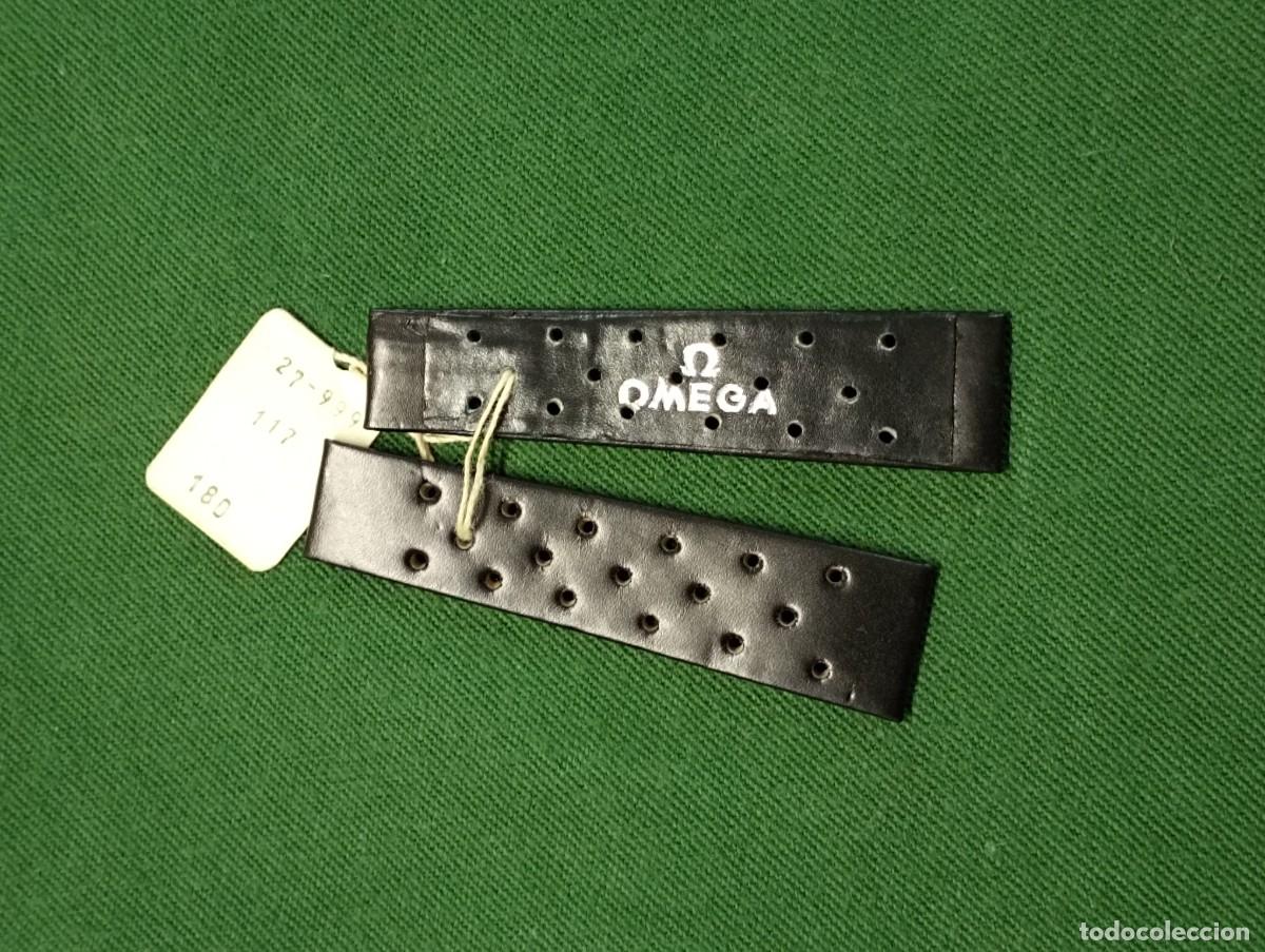 Recambios de relojes: Correa de piel negra para reloj OMEGA. 18 mm. A&ntilde;os 70.