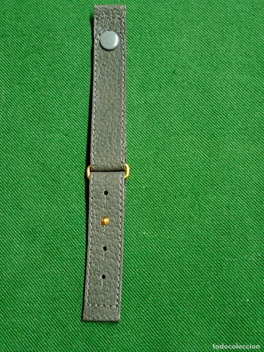 Recambios de relojes: Correa de piel para reloj. Color gris. 14 mm. A&ntilde;os 70.