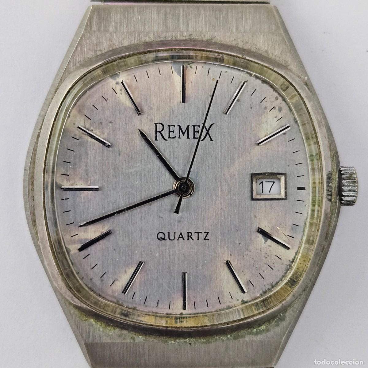 Recambios de relojes: RELOJ REMEX QUARTZ-66 AI A-CALENDARIO-CAJA-CRISTAL-CORREA ACERO-PARA PIEZAS REPUESTOS O REPARACI&Oacute;N