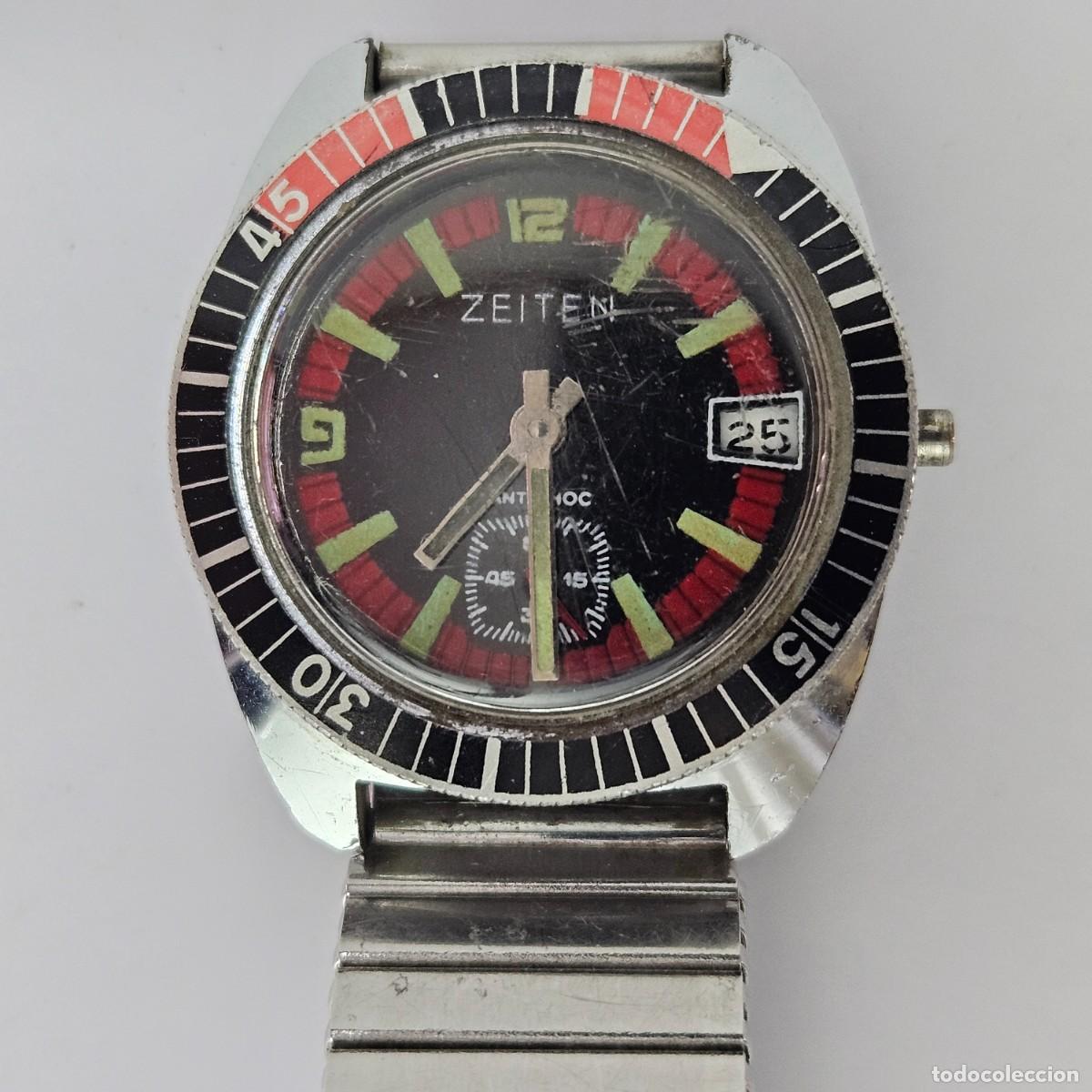 Spare Parts for Watches: RELOJ ZEITEN-&Oslash; 31 MM-ANTICHOC-WATERPROOF-CORREA FIXOFLEX-GERMANY-PARA PIEZAS REPUESTOS O REPARACI&Oacute;N