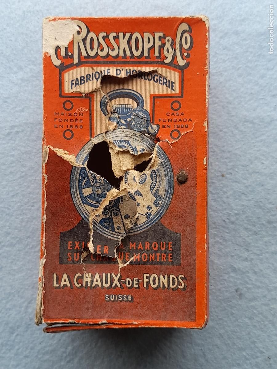 Pi&egrave;ces de rechange de montres et horloges: Roskopf. Caja de Cart&oacute;n para Reloj de Bolsillo Antiguo.
