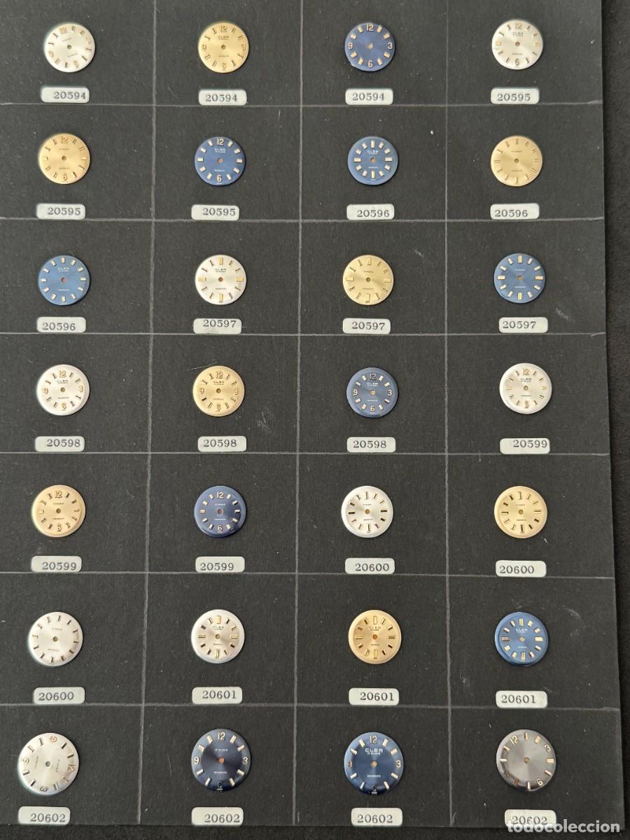 Recambios de relojes: 28 distintas esferas de 18 y 19 milimetros de diametro de CLER, y sin marca.