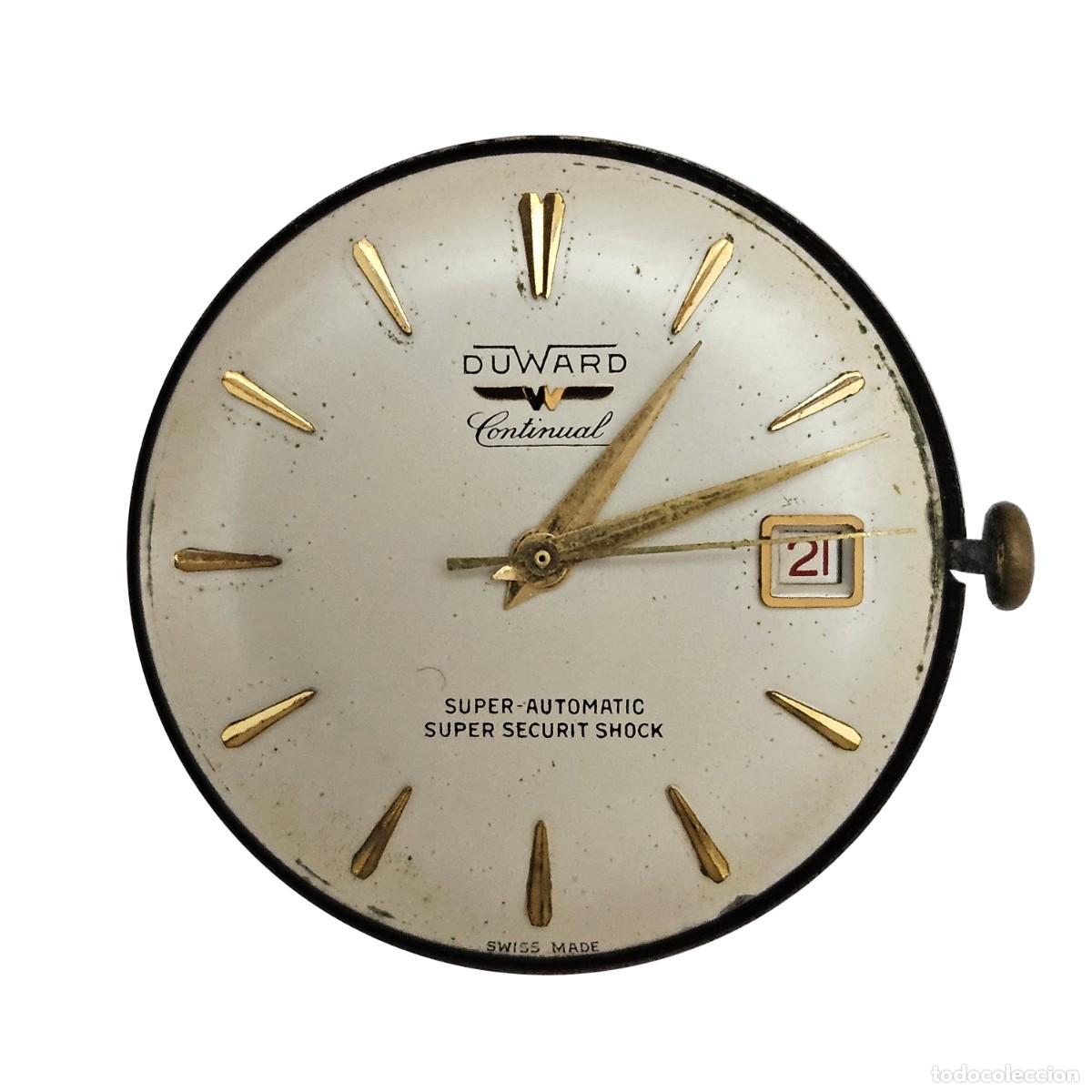 Recambios de relojes: MAQUINARIA-MOVIMIENTO RELOJ DUWARD CONTINUAL SUPER-AUTOMATIC-CALIBRE-17 RUBIS-ESFERA-HOMBRE-A&Ntilde;OS 60
