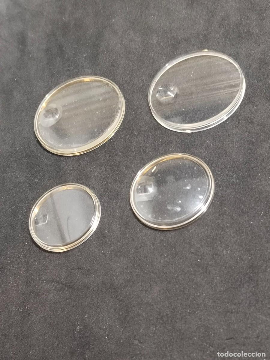 Recambios de relojes: Lote de 4 cristales de reloj con ventana