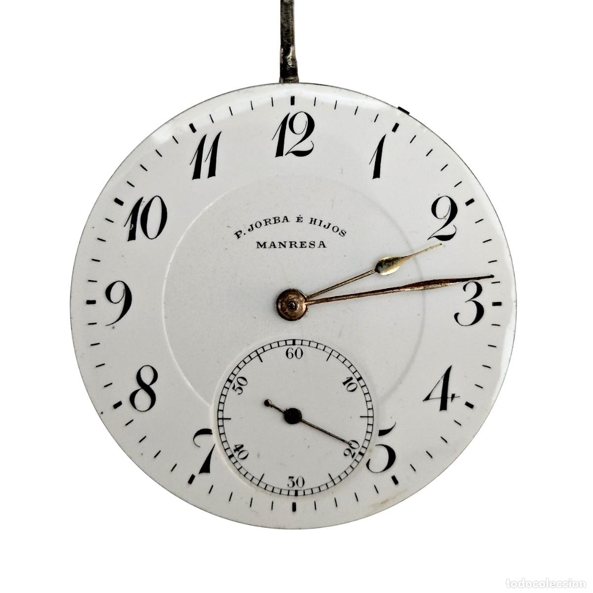 Recambios de relojes: PPIO. 1900-MAQUINARIA RELOJ BOLSILLO P. JORBA E HIJOS MANRESA-ESFERA O DIAL PORCELANA+AGUJAS+CRISTAL