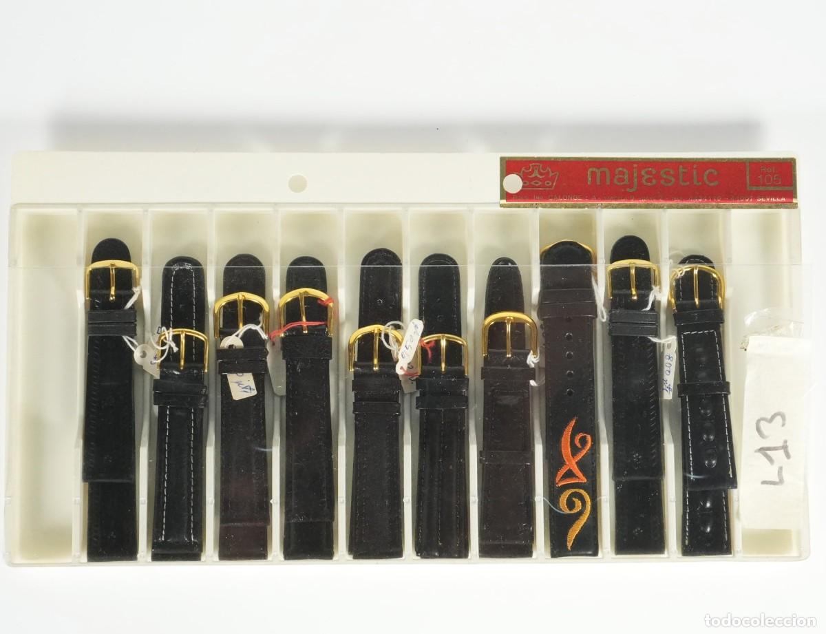 Recambios de relojes: LOTE DE 10 CORREAS DE PIEL NUEVAS PARA RELOJ (L13)