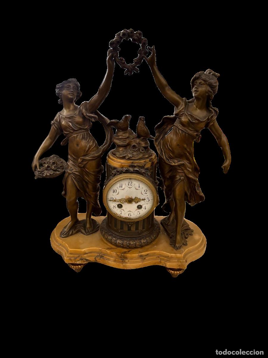 Recambios de relojes: Espectacular Reloj siglo XIX bronce y m&aacute;rmol