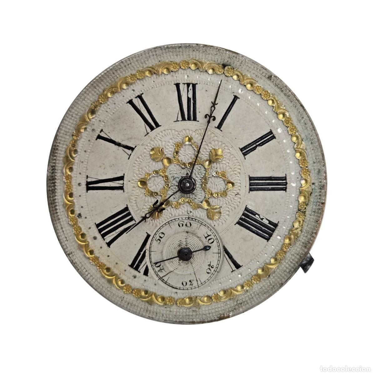 Recambios de relojes: PPIO. 1900-MAQUINARIA MOVIMIENTO RELOJ BOLSILLO-ESFERA GINEBRINA ORO-PLATA &Oslash; 42,96 MM-AGUJAS-CORONA