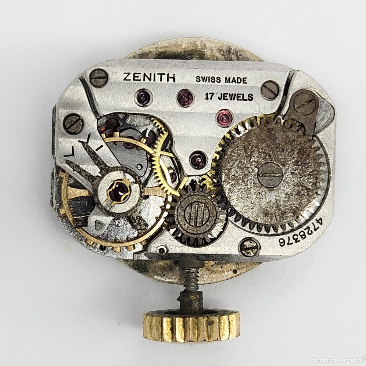 Recambios de relojes: MAQUINARIA MOVIMIENTO CALIBRE RELOJ-ZENITH-CALIBRE-SWISS-ESFERA-AGUJAS-TIJA-CORONA-17 JEWELS-A&Ntilde;OS 50
