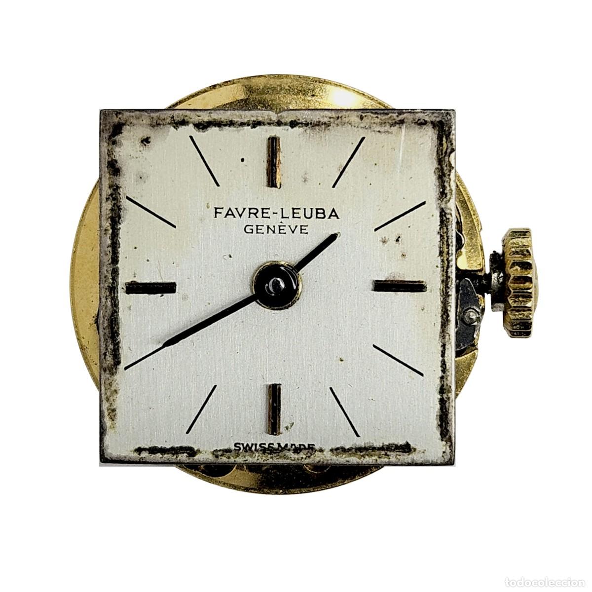 Pi&egrave;ces de rechange de montres et horloges: MAQUINARIA RELOJ FAVRE LEUBA GENEVE-CALIBRE FL 616-SWISS-ESFERA-AGUJAS-TIJA-CORONA RELOJ SOL-A&Ntilde;OS 60