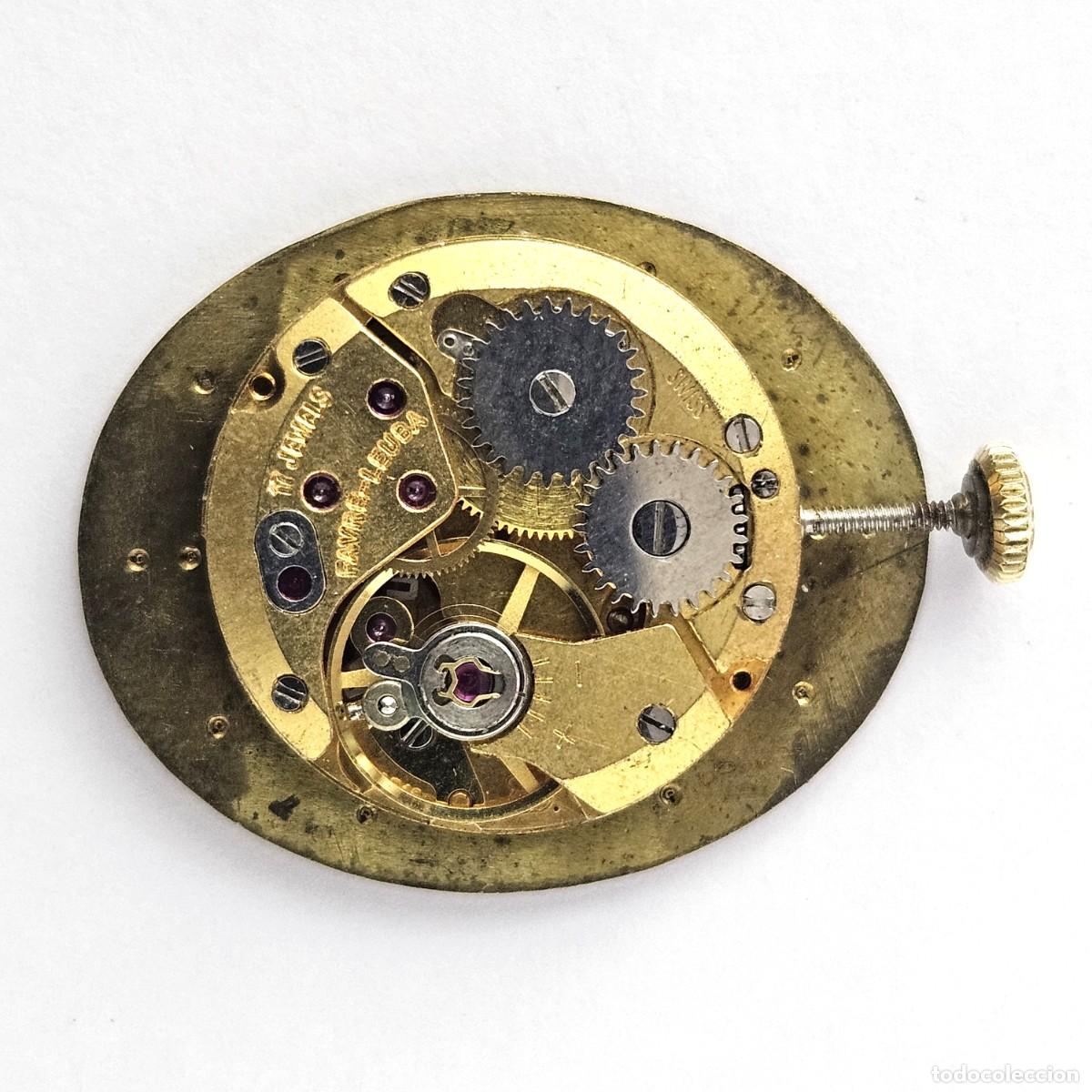 Recambios de relojes: MAQUINARIA MOVIMIENTO RELOJ FAVBRE LEUBA GENEVE-CALIBRE-ESFERA-AGUJAS-TIJA-CORONA-17 JEWELS-A&Ntilde;OS 70