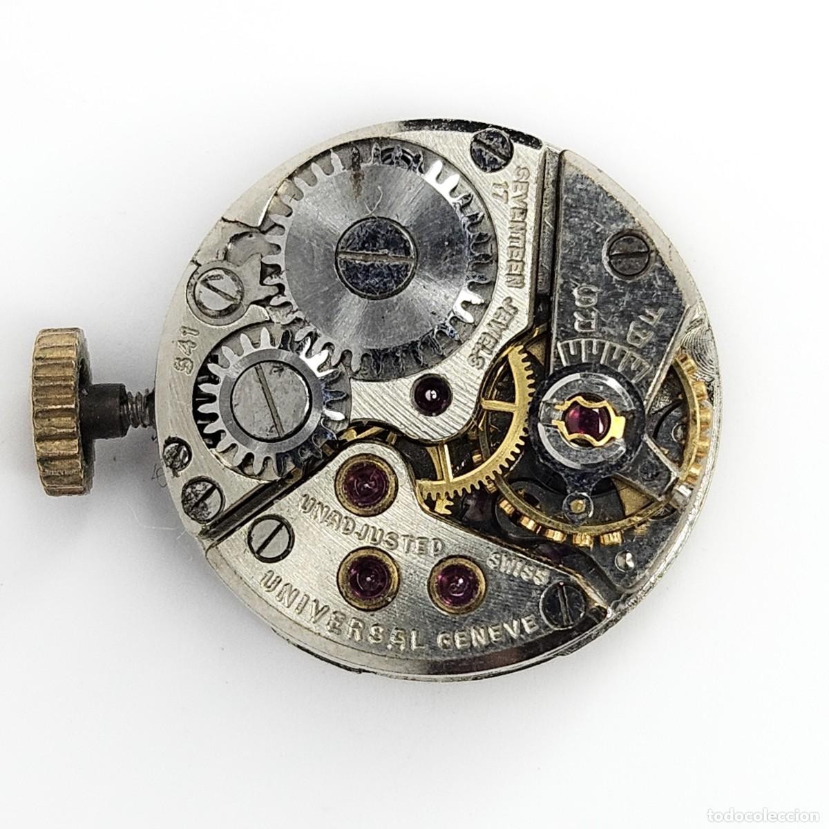 Recambios de relojes: MAQUINARIA MOVIMIENTO RELOJ UNIVERSAL GENEVE 541-CALIBRE-SWISS-17 JEWELS-ESFERA-TIJA-CORONA-A&Ntilde;OS 60