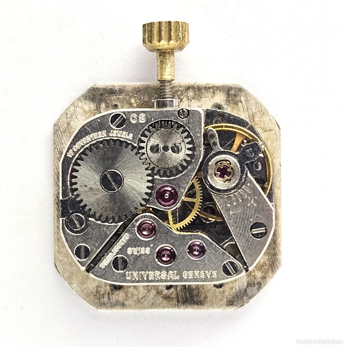 Recambios de relojes: MAQUINARIA RELOJ UNIVERSAL GENEVE INFINIT-CALIBRE 80-SWISS-ESFERA-AGUJAS-TIJA-CORONA-17 J-A&Ntilde;OS 60-70