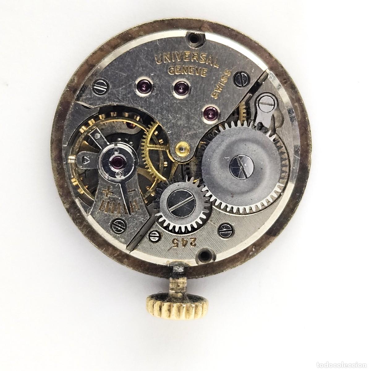 Recambios de relojes: MAQUINARIA O MOVIMIENTO RELOJ UNIVERSAL GENEVE 245-CALIBRE-SWISS-ESFERA-TIJA-CORONA AGUJAS-A&Ntilde;OS 40