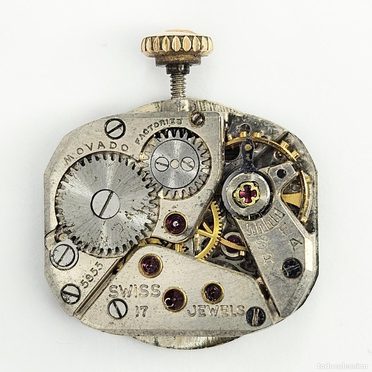 Recambios de relojes: MAQUINARIA RELOJ-MOVADO 5855-FACTORIES-CALIBRE-ESFERA-AGUJAS-TIJA-CORONA-17 JEWELS-SWITZERLAND