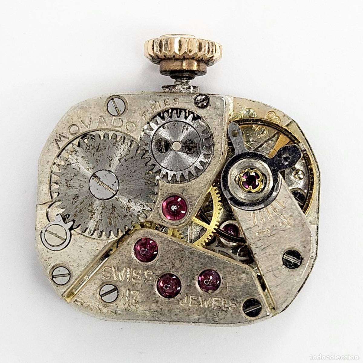 Recambios de relojes: MAQUINARIA RELOJ MOVADO-CALIBRE 58-SWISS-17 JEWELS-ESFERA-AGUJAS-TIJA-CORONA-APROX. A&Ntilde;OS 60