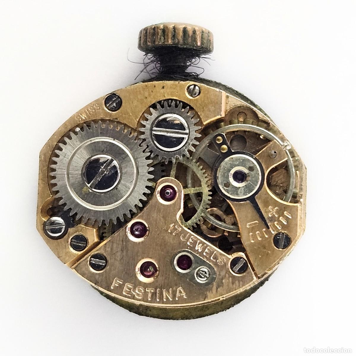 Recambios de relojes: MAQUINARIA-MOVIMIENTO RELOJ FESTINA-CALIBRE AS 1012-ESFERA-TIJA-AGUJAS-CORONA-17 JEWELS-A&Ntilde;OS 50-60.