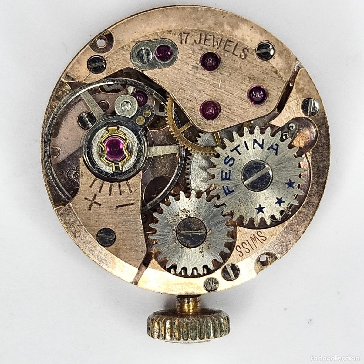 Recambios de relojes: MAQUINARIA RELOJ FESTINA-CALIBRE PC ETA 2412-SWISS-17 RUBIS-ESFERA-AGUJAS-TIJA-CORONA-A&Ntilde;OS 60