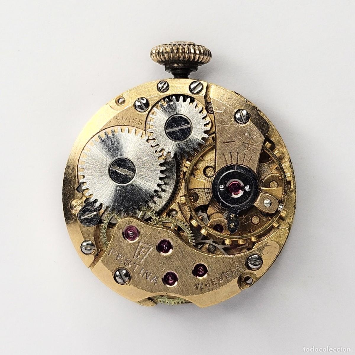 Recambios de relojes: MAQUINARIA RELOJ DE PULSERA FESTINA-CALIBRE-SWISS MADE-17 RUBIS-ESFERA-TIJA-CORONA F- APROX. A&Ntilde;OS 60