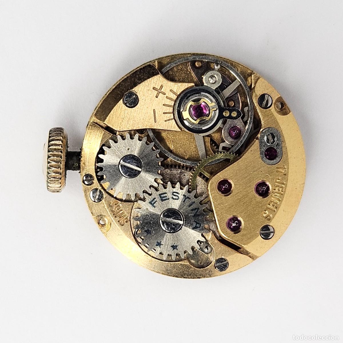 Recambios de relojes: MAQUINARIA RELOJ FESTINA-CALIBRE-ETA-2412-SWISS-17 RUBIS-ESFERA-AGUJAS-TIJA-CORONA-APROX A&Ntilde;OS 60
