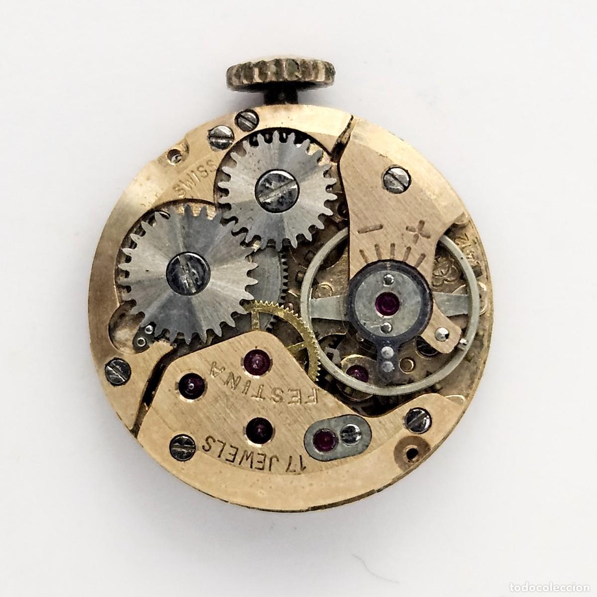 Recambios de relojes: MAQUINARIA RELOJ FESTINA-CALIBRE ETA 2412-SWISS-ESFERA-AGUJAS-TIJA-CORONA-PLEXI-17 JEWELS-A&Ntilde;OS 50-60