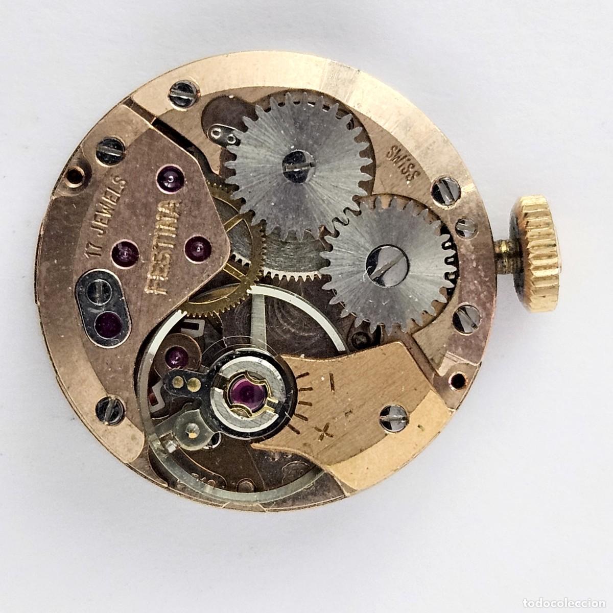 Recambios de relojes: MAQUINARIA RELOJ FESTINA-CALIBRE TP ETA 2512-INCABLOC-ESFERA-AGUJAS-TIJA-CORONA-17 JEWELS-A&Ntilde;OS 60-70